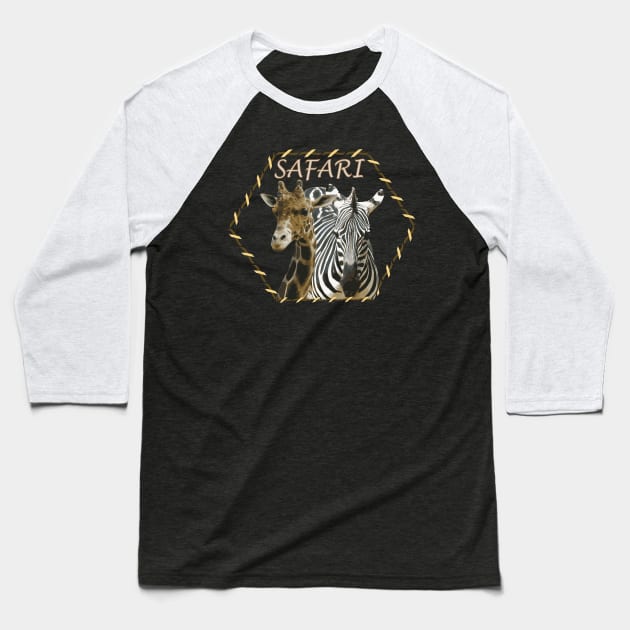Safari Design, giraffe, zebra, African animals Baseball T-Shirt by sandyo2ly